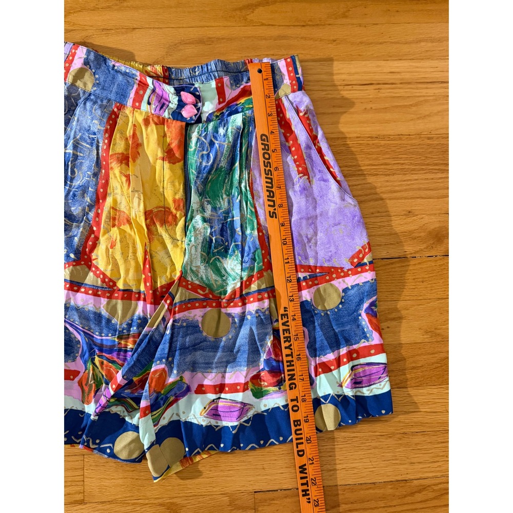 Vintage Platinum Dorothy Schoelen 3pc Blazer Shorts Set Silk Tank Multi Color P - Picture 11 of 11